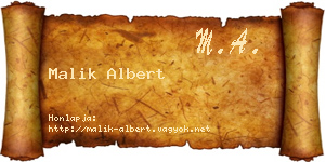 Malik Albert névjegykártya